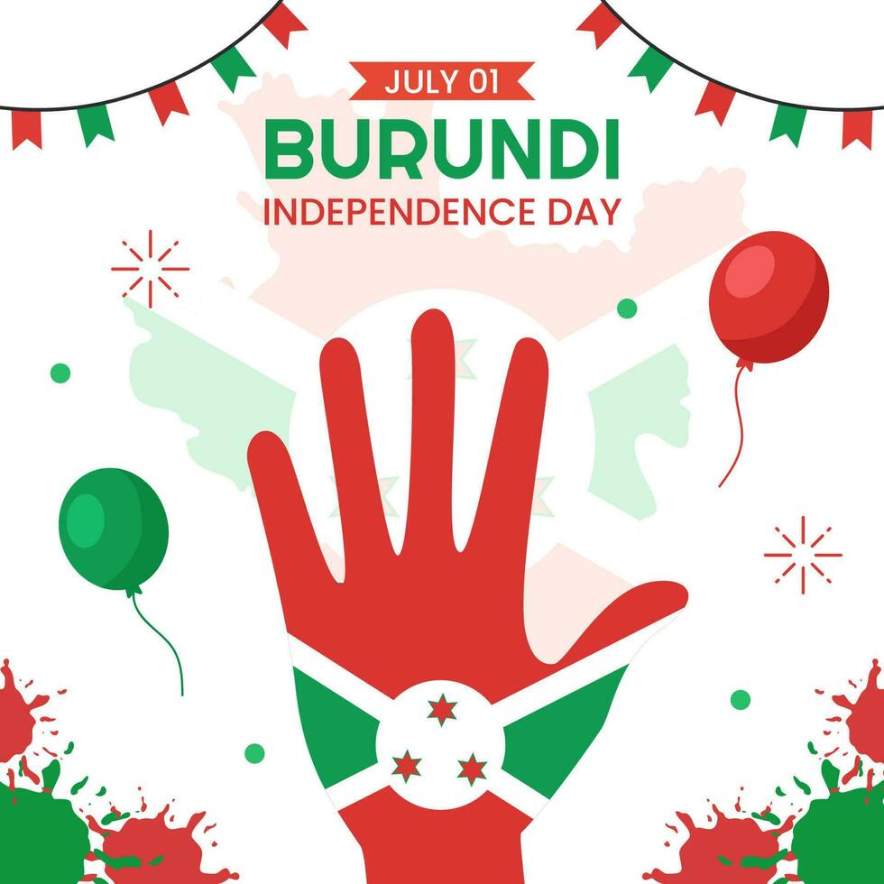 Burundi Independence Day Social Media Background Illustration Cartoon Hand Drawn Templates vector