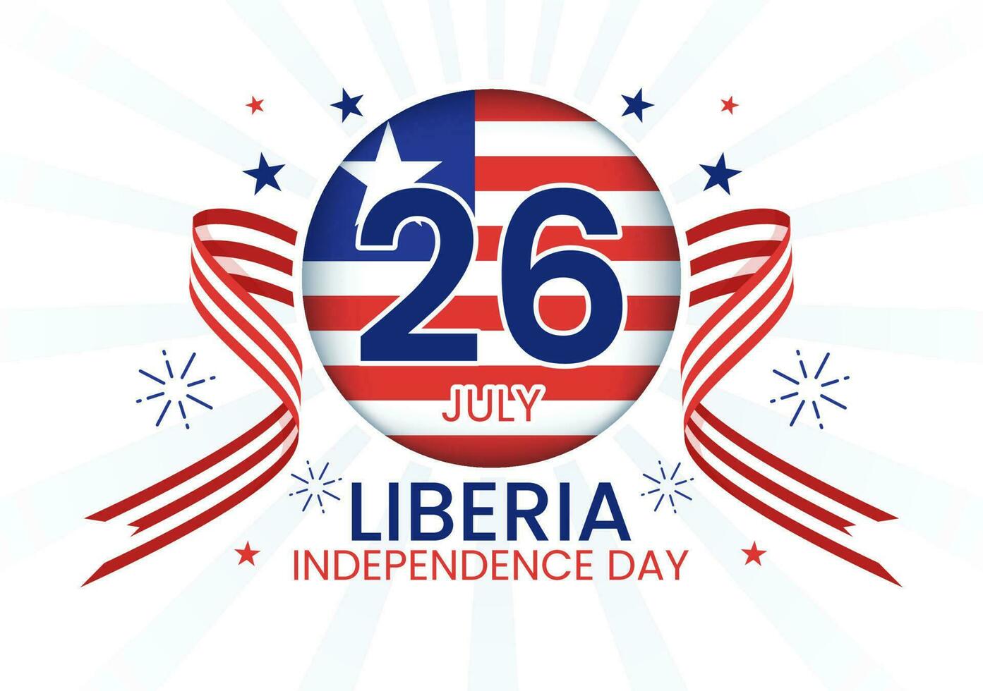 Happy Liberia Independence Day Vector Illustration with Waving flag in National Holiday on July 26 Flat Cartoon Hand Drawn Landing Page Templates