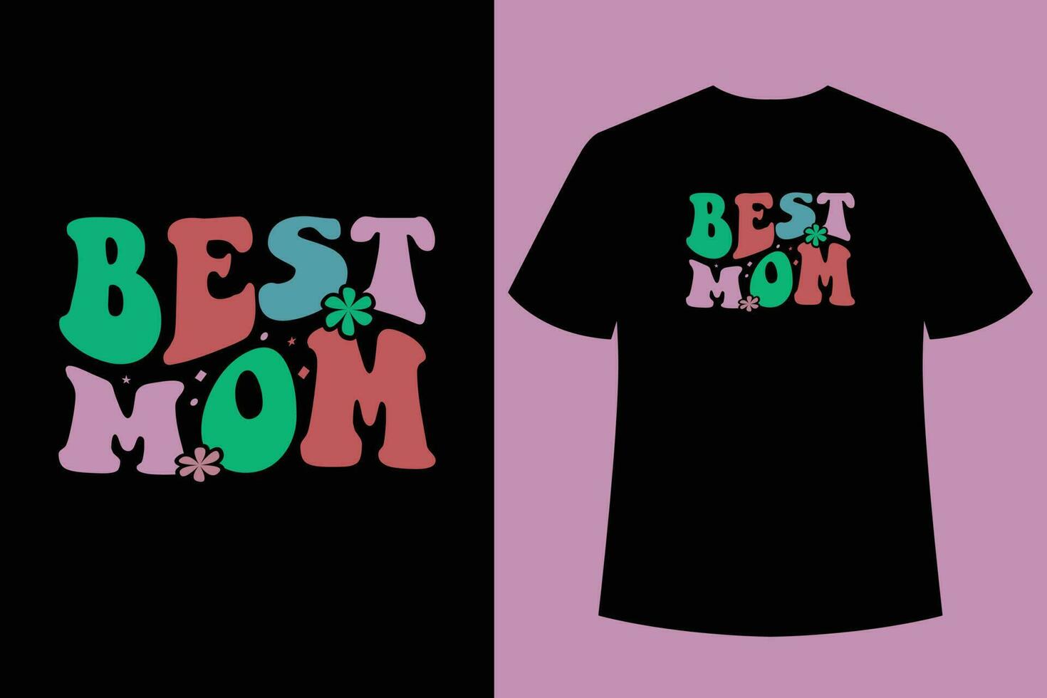 Wavy Retro Mom T-Shirt Design, typography t-shirt design, Best Mom t-shirt design vector