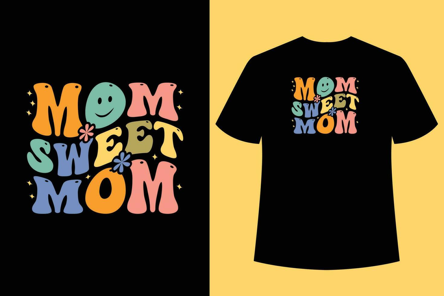 Wavy Retro Mom T-Shirt Design, typography t-shirt design, Best Mom t-shirt design vector