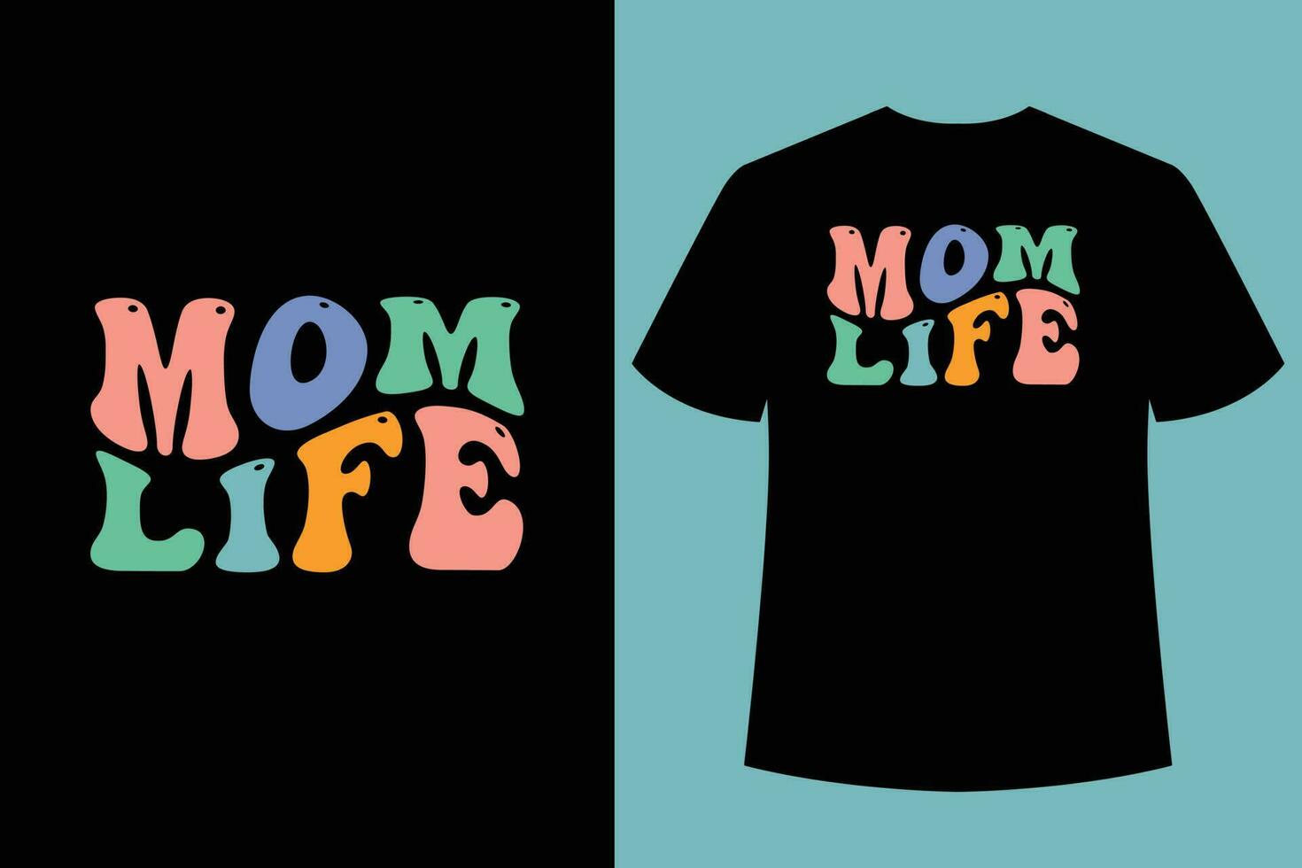 Wavy Retro Mom T-Shirt Design, typography t-shirt design, Best Mom t-shirt design vector