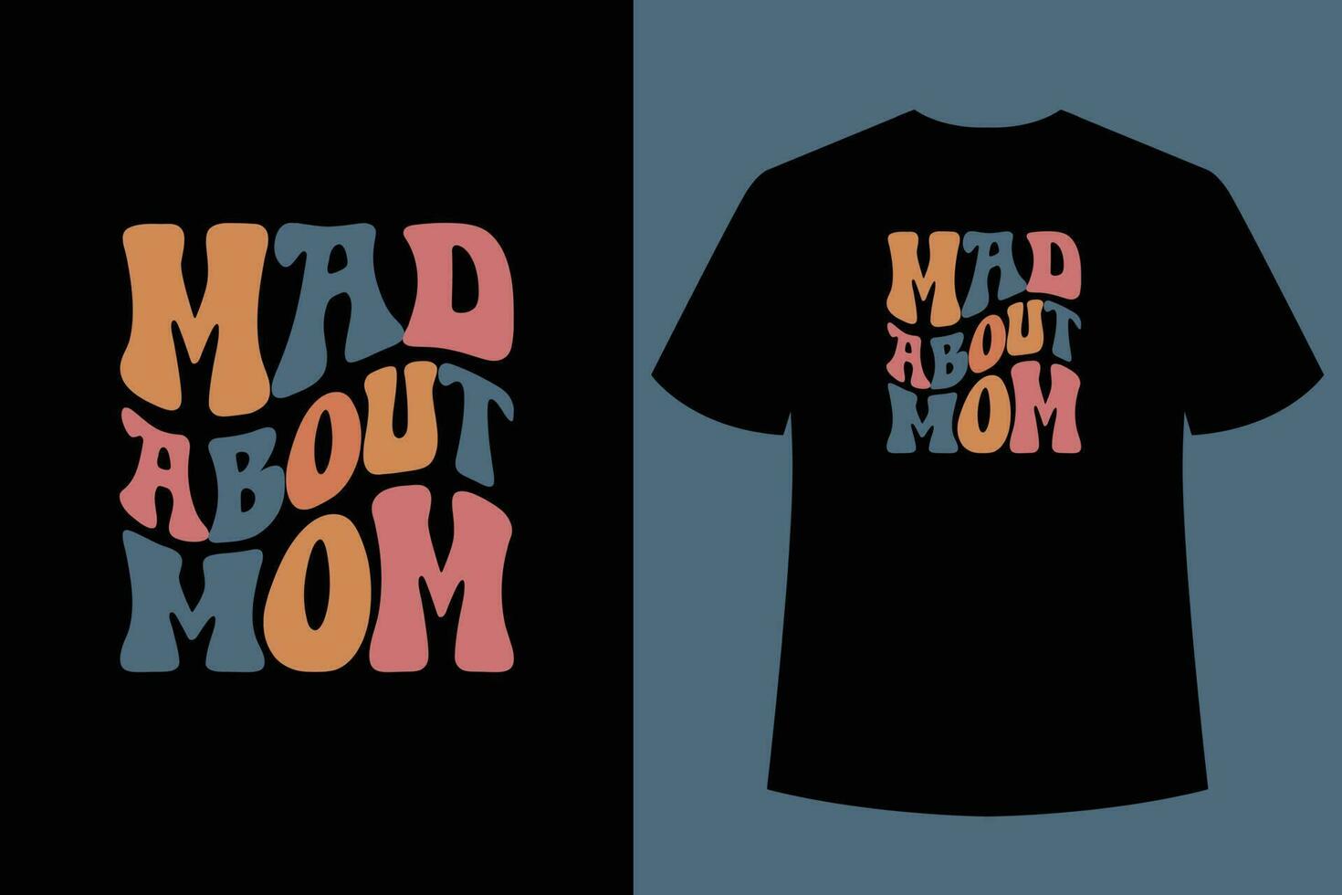 Wavy Retro Mom T-Shirt Design, typography t-shirt design, Best Mom t-shirt design vector