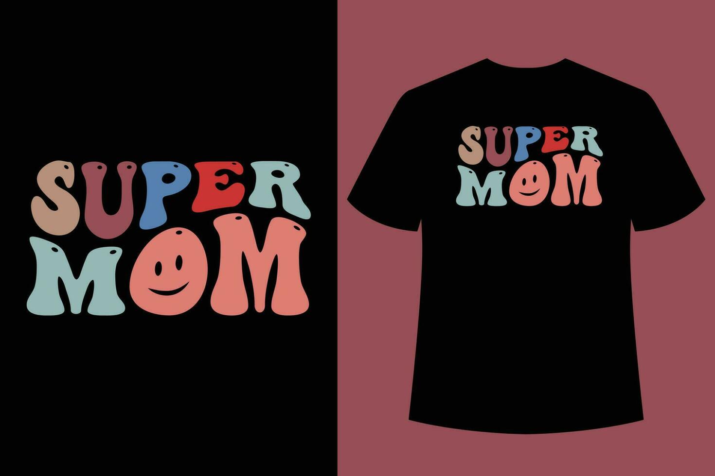 Wavy Retro Mom T-Shirt Design, typography t-shirt design, Best Mom t-shirt design vector