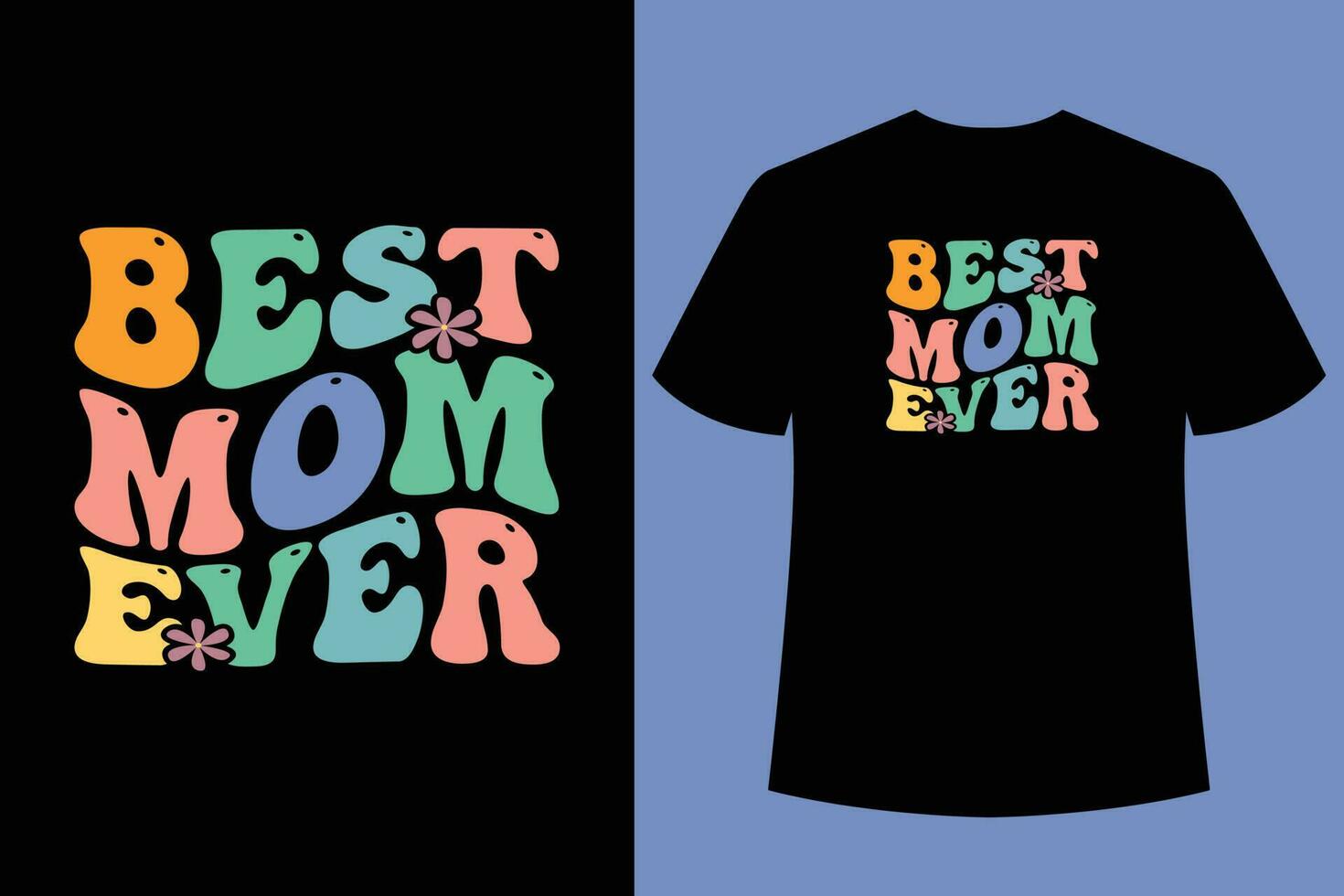 Wavy Retro Mom T-Shirt Design, typography t-shirt design, Best Mom t-shirt design vector