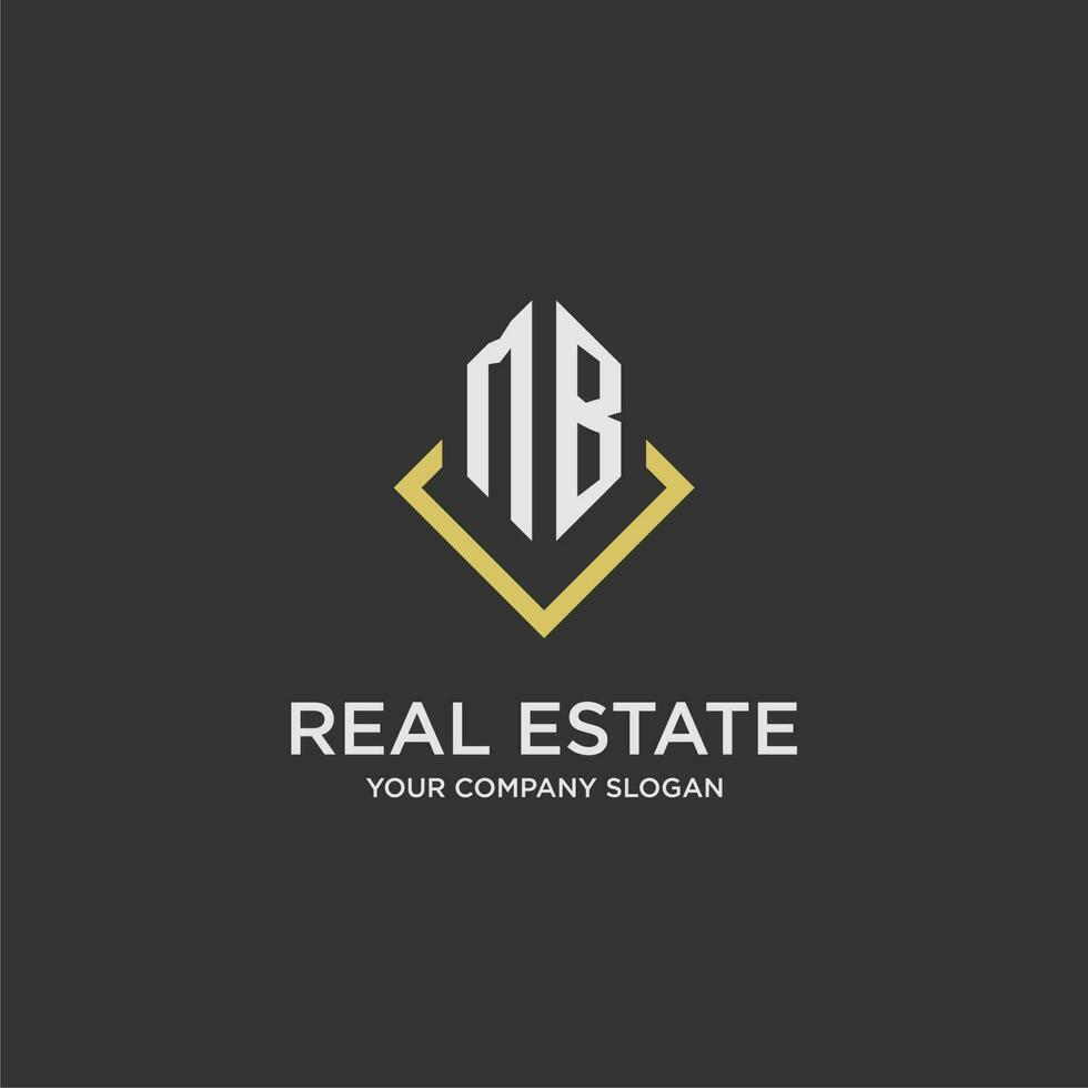 MB initial monogram logo for real estate with polygon style vector