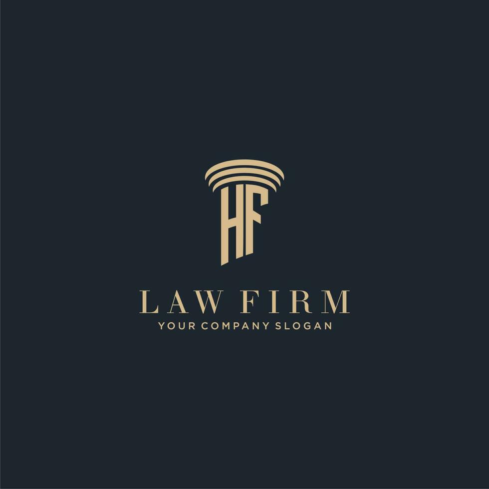 HF initial monogram lawfirm logo with pillar design vector