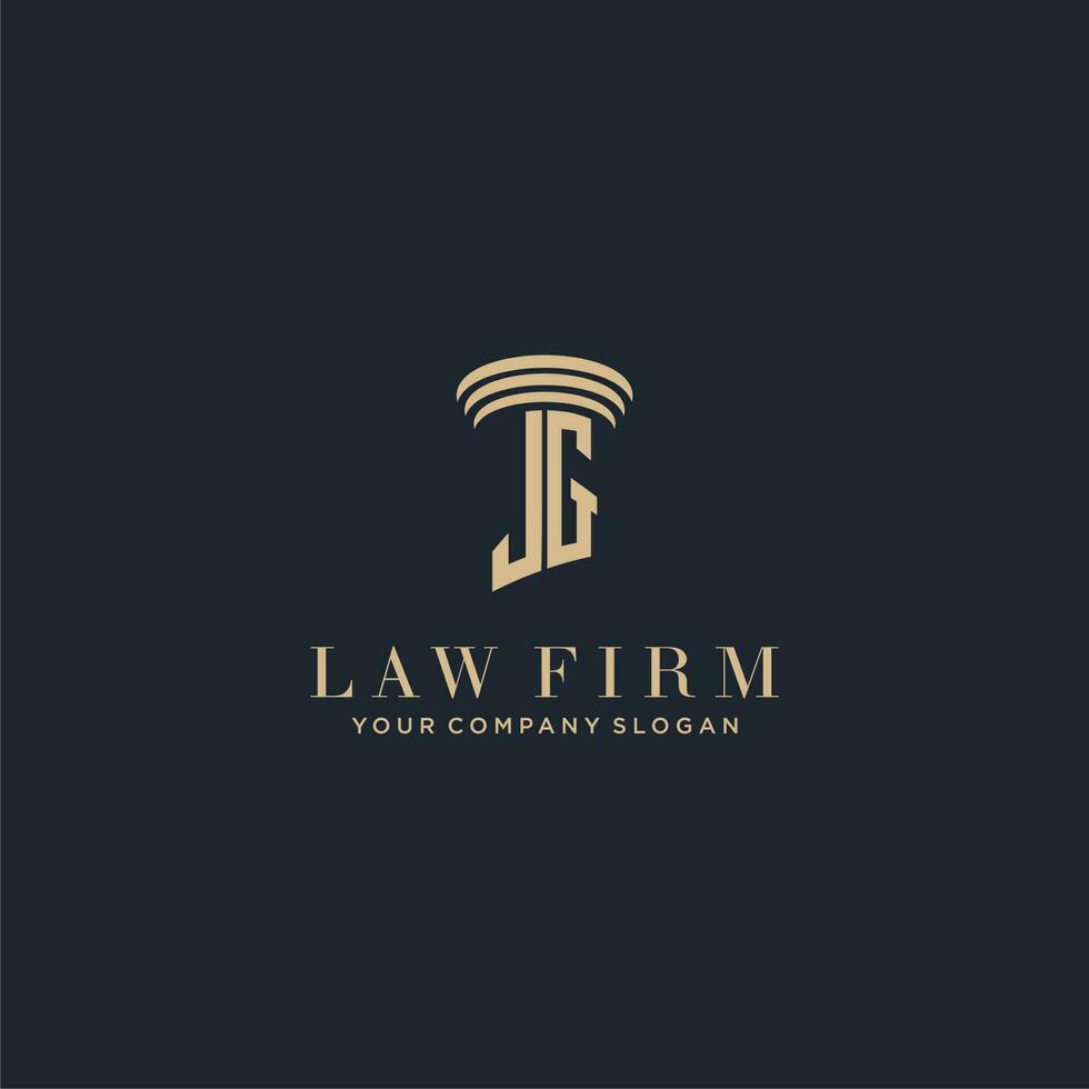 JG initial monogram lawfirm logo with pillar design vector