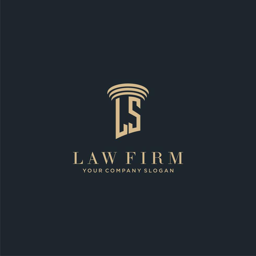 ls inicial monograma bufete de abogados logo con pilar diseño vector