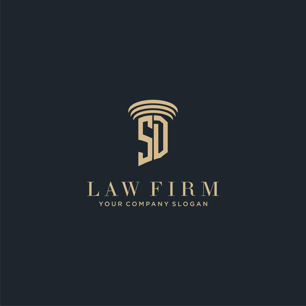 SD initial monogram lawfirm logo with pillar design vector