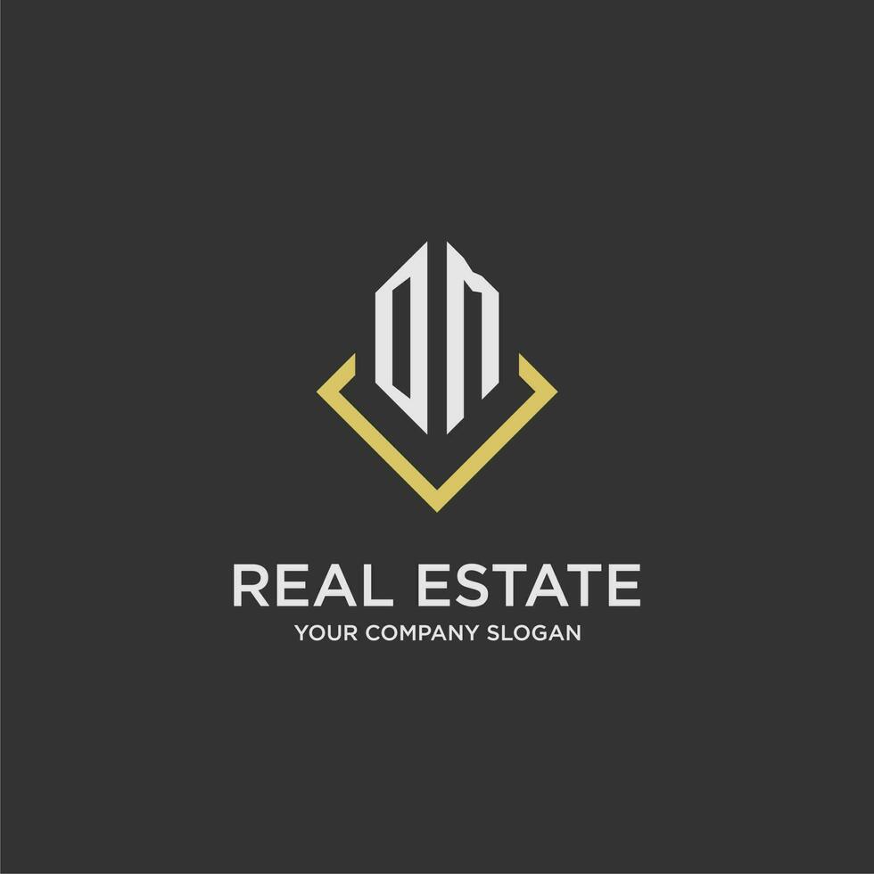 OM initial monogram logo for real estate with polygon style vector