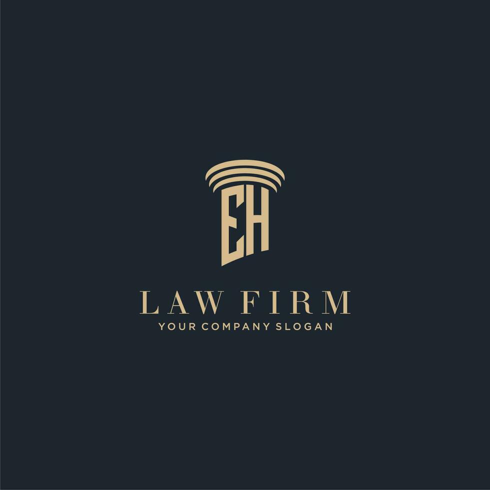 EH initial monogram lawfirm logo with pillar design vector