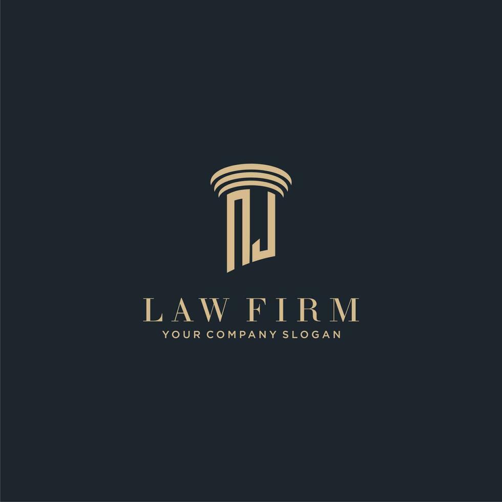NJ initial monogram lawfirm logo with pillar design vector