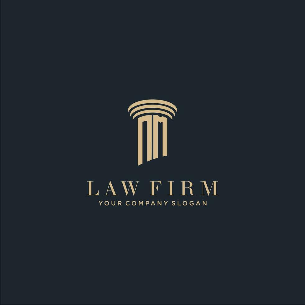 NM initial monogram lawfirm logo with pillar design vector