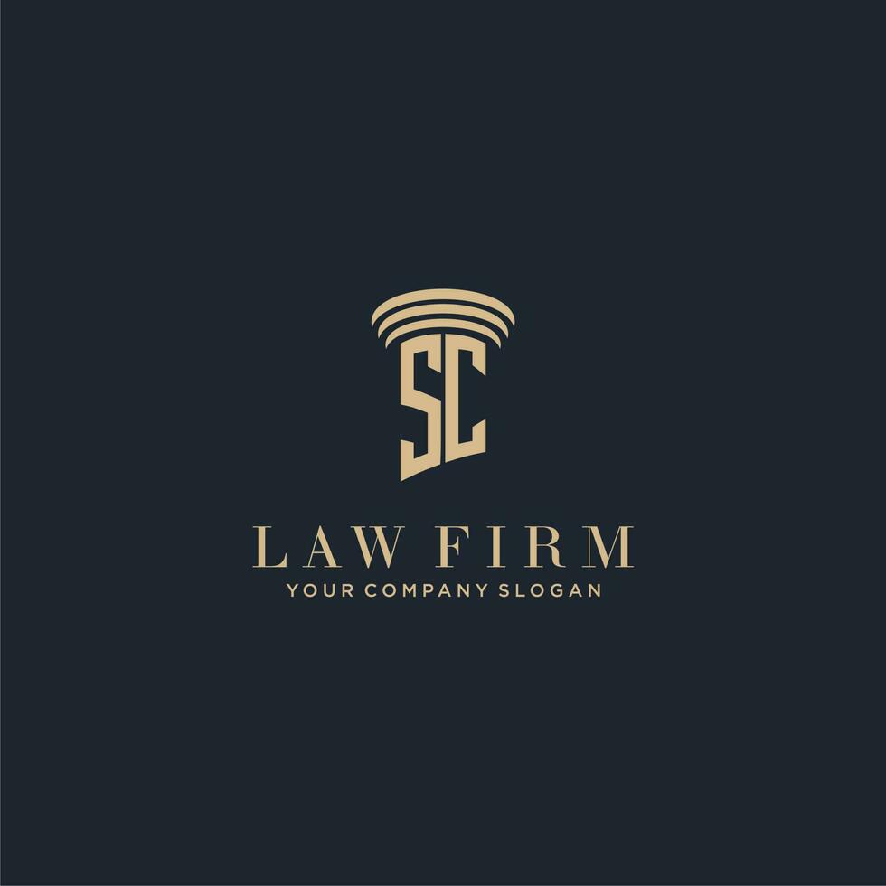 SC initial monogram lawfirm logo with pillar design vector