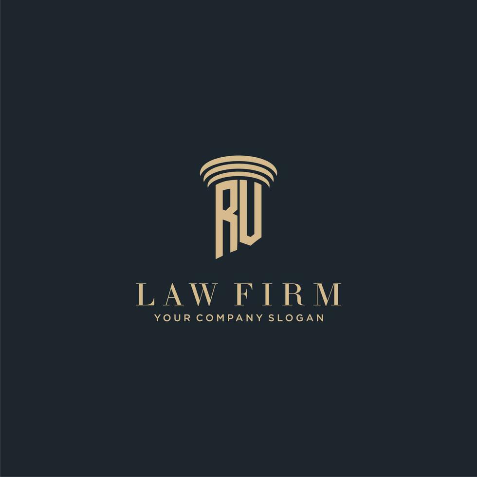 RV initial monogram lawfirm logo with pillar design vector