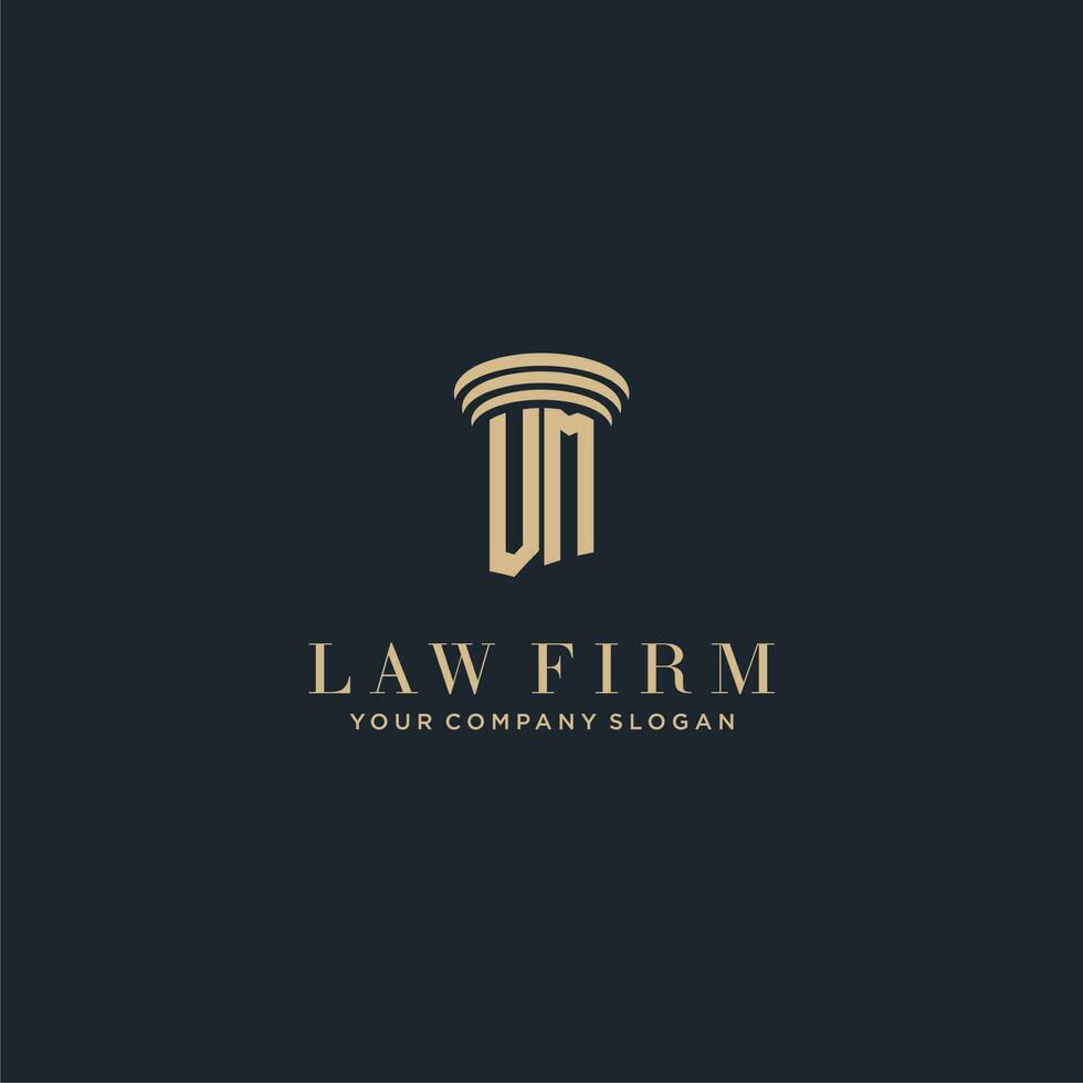VM initial monogram lawfirm logo with pillar design vector