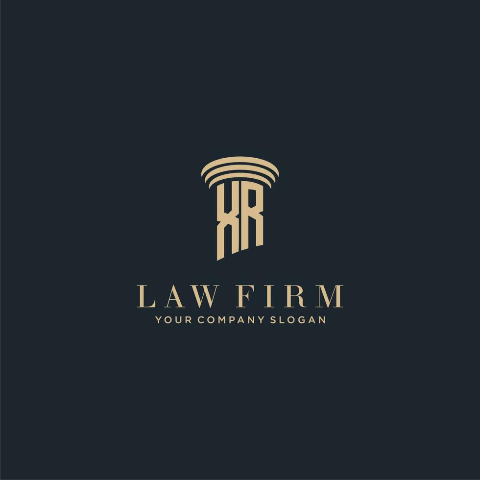XR initial monogram lawfirm logo with pillar design vector
