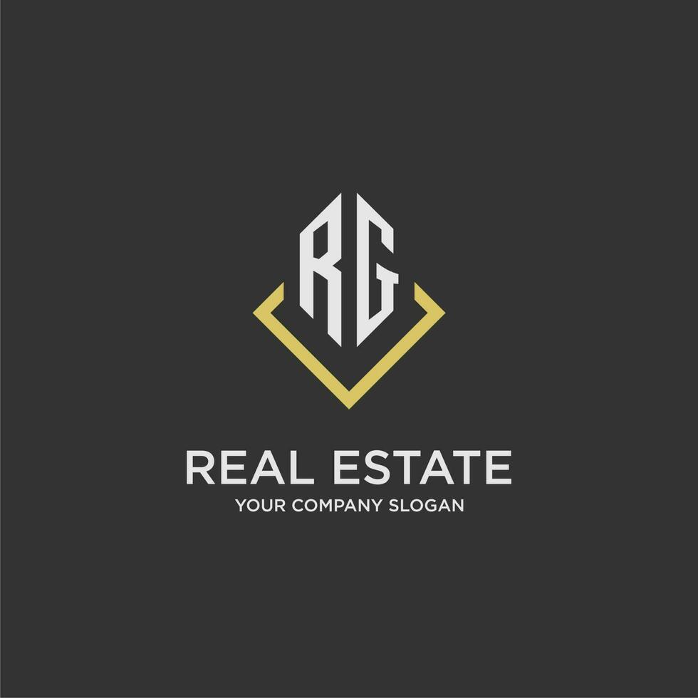 RG initial monogram logo for real estate with polygon style vector