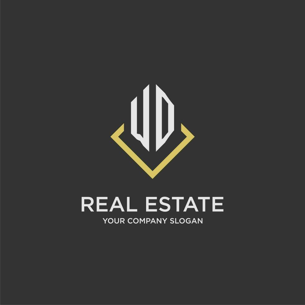 WD initial monogram logo for real estate with polygon style vector