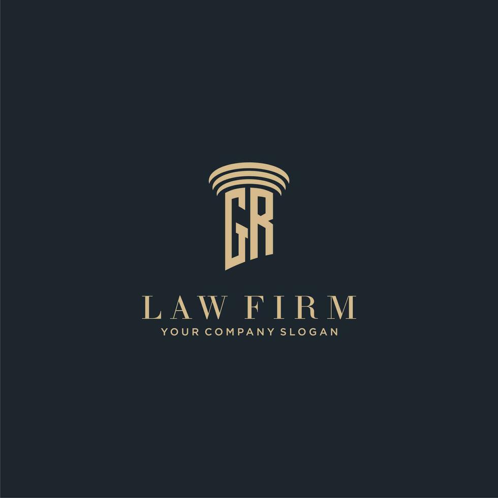 GR initial monogram lawfirm logo with pillar design vector