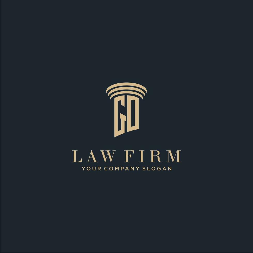 GO initial monogram lawfirm logo with pillar design vector