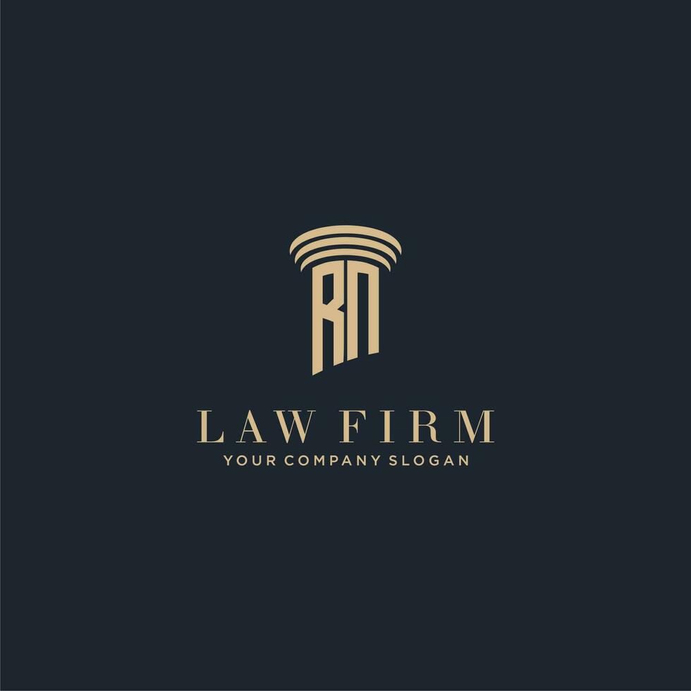 RN initial monogram lawfirm logo with pillar design vector