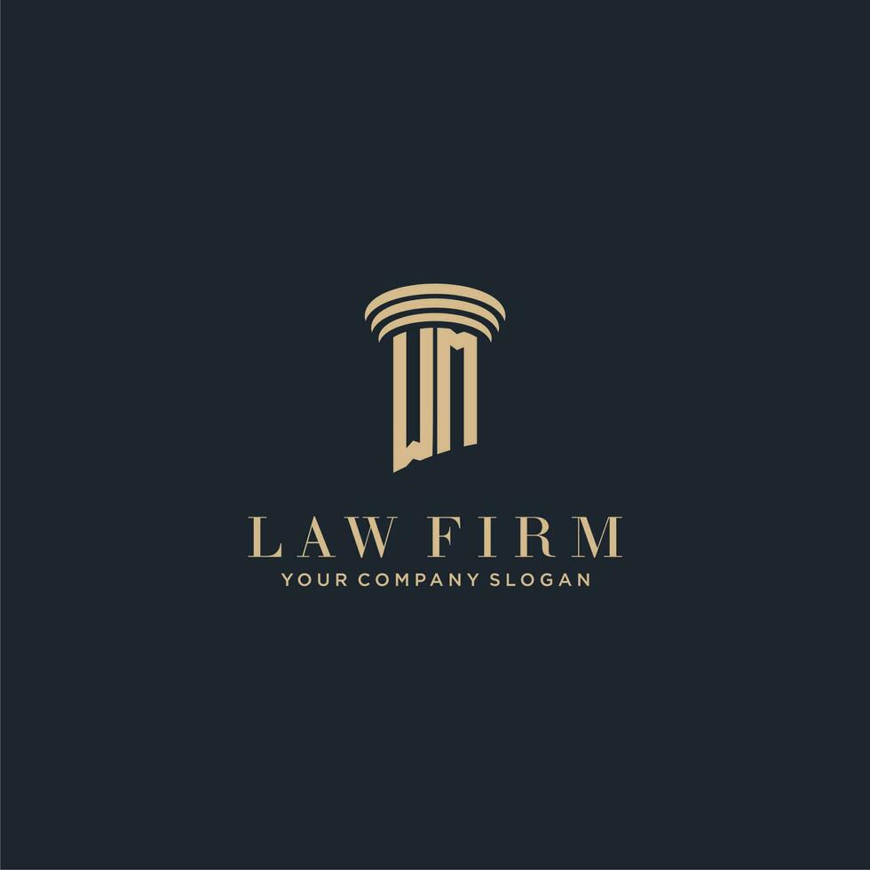 WM initial monogram lawfirm logo with pillar design vector