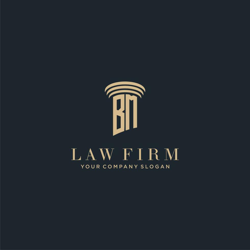 BM initial monogram lawfirm logo with pillar design vector