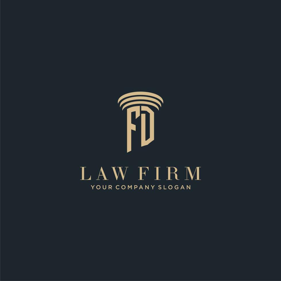 FD initial monogram lawfirm logo with pillar design vector