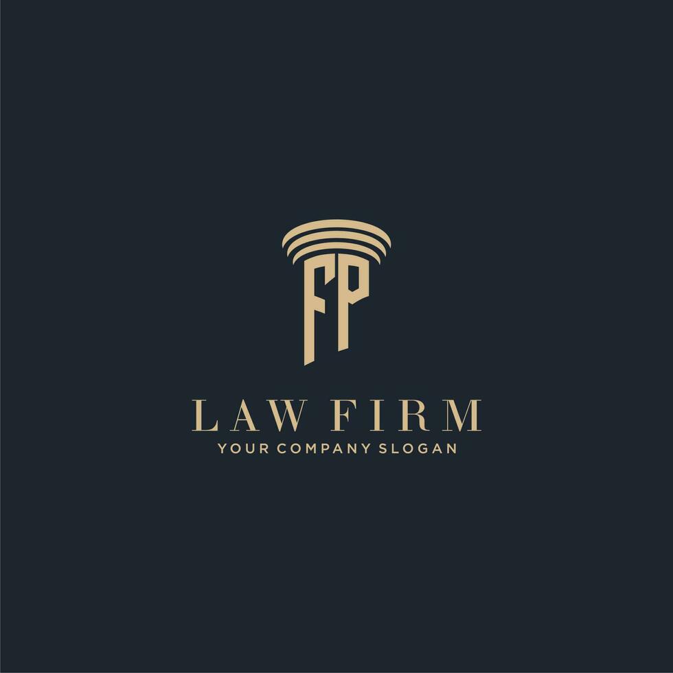FP initial monogram lawfirm logo with pillar design vector