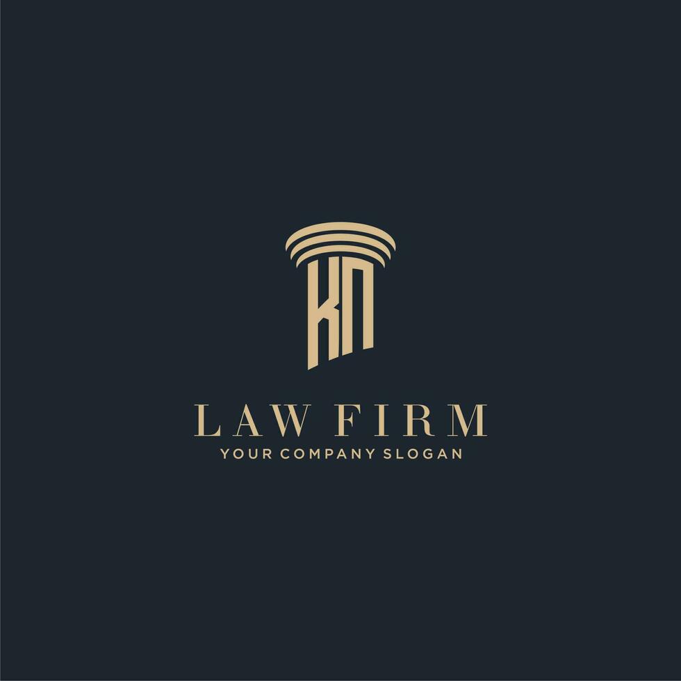 KN initial monogram lawfirm logo with pillar design vector