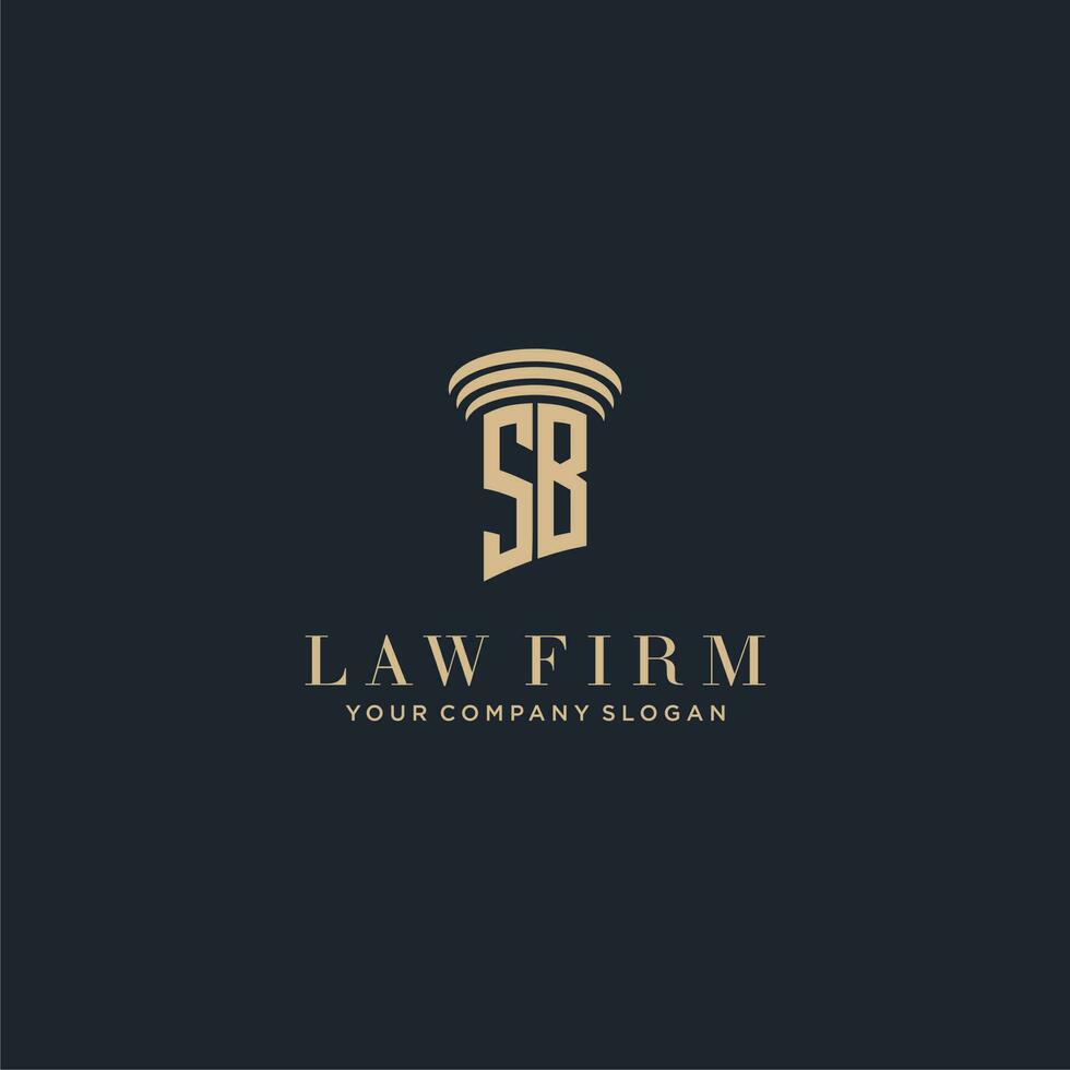 sb inicial monograma bufete de abogados logo con pilar diseño vector