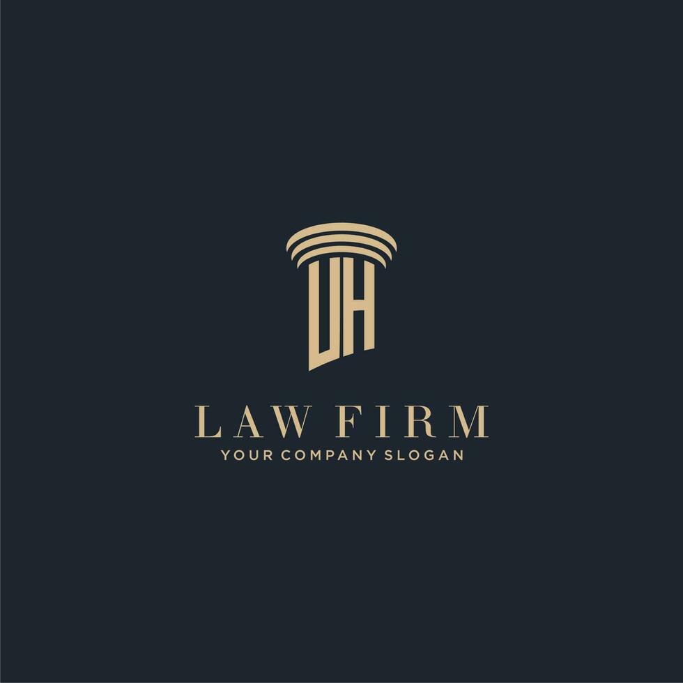 UH initial monogram lawfirm logo with pillar design vector