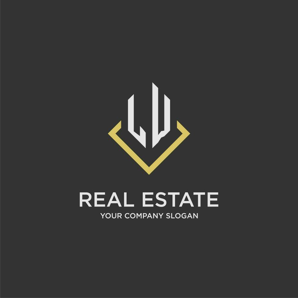 LW initial monogram logo for real estate with polygon style vector