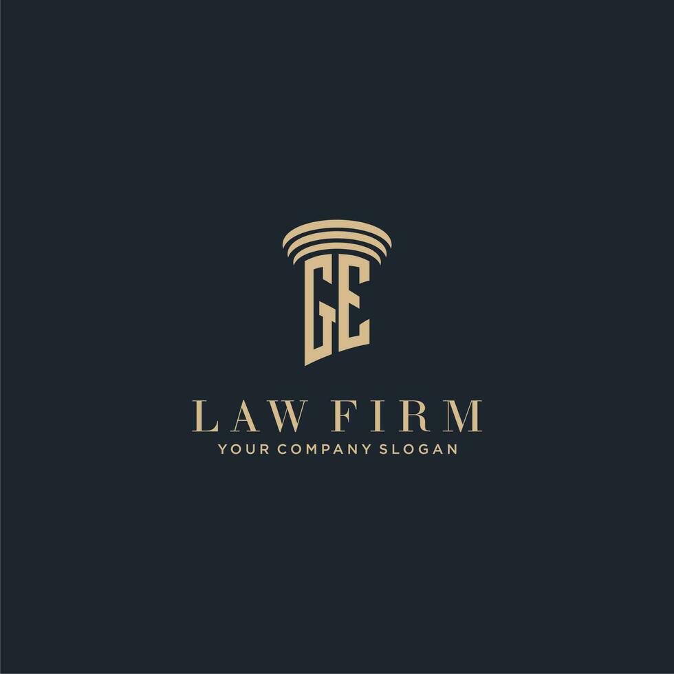 GE initial monogram lawfirm logo with pillar design vector