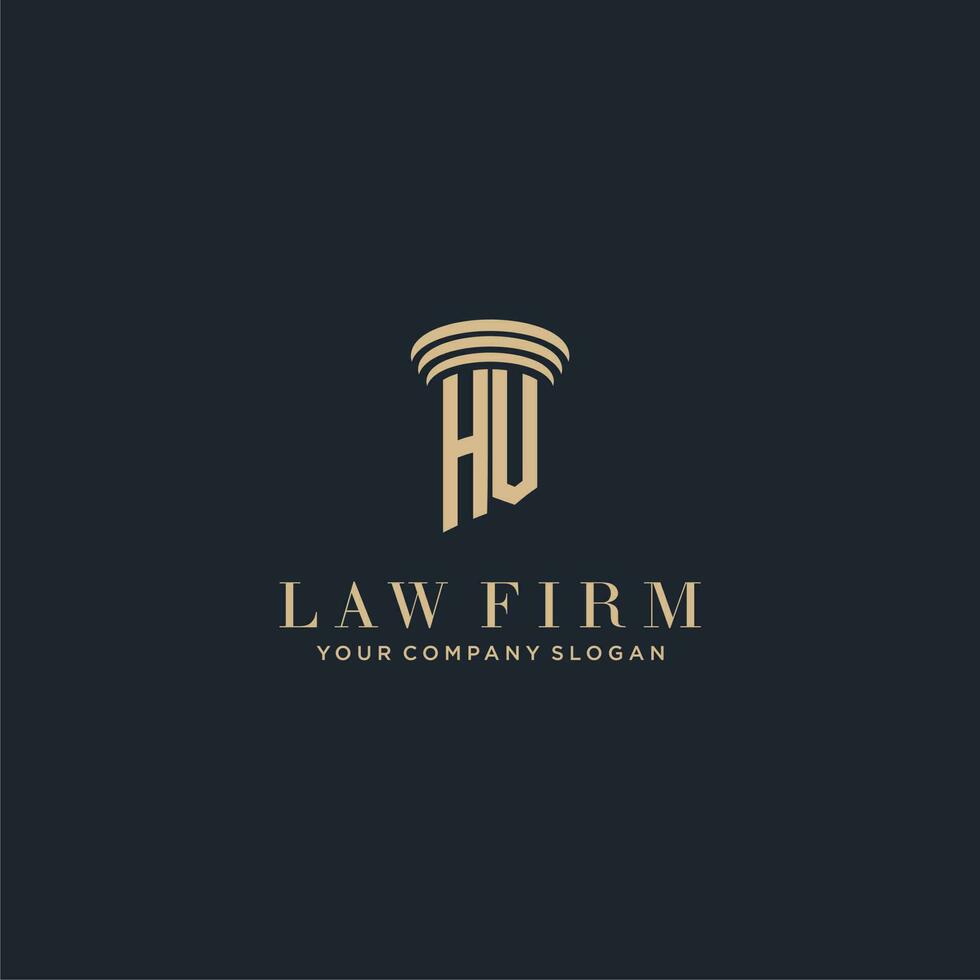 hv inicial monograma bufete de abogados logo con pilar diseño vector
