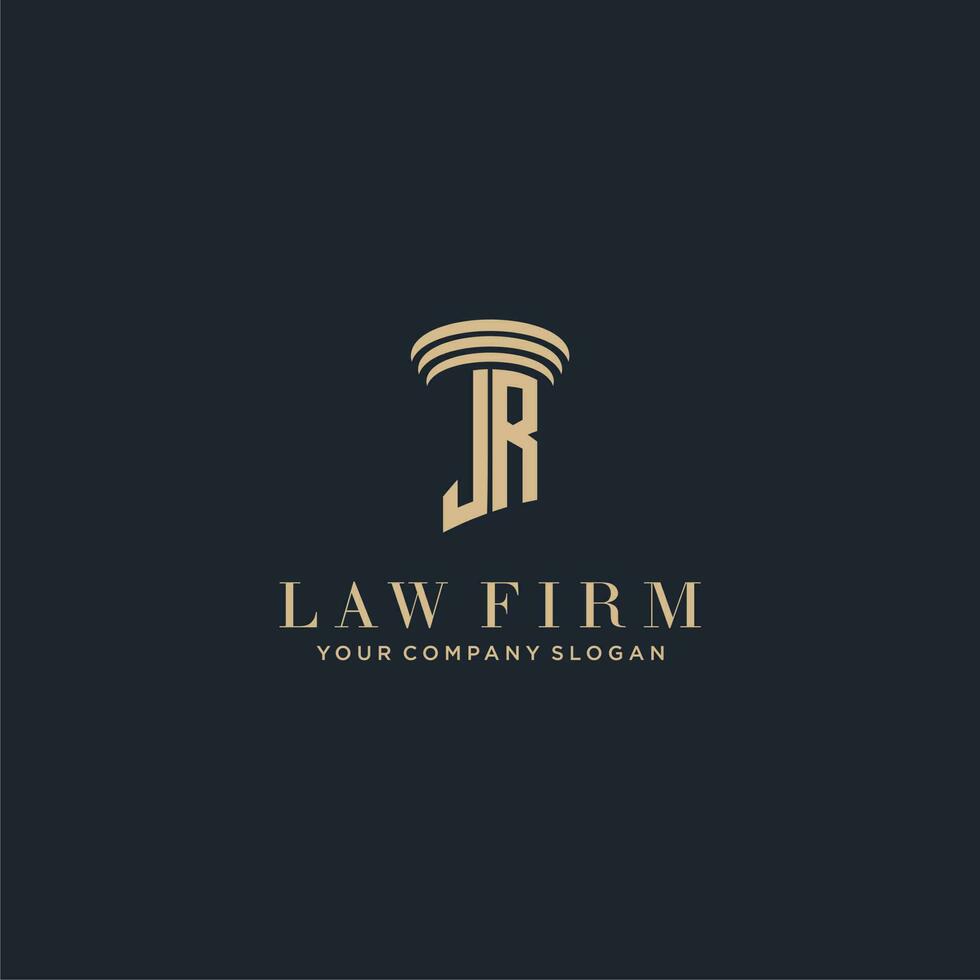 JR initial monogram lawfirm logo with pillar design vector