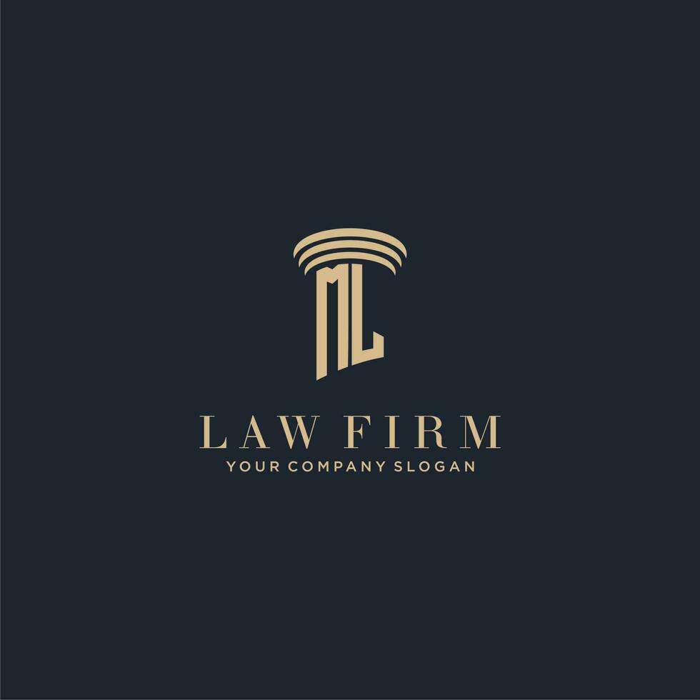 ML initial monogram lawfirm logo with pillar design vector