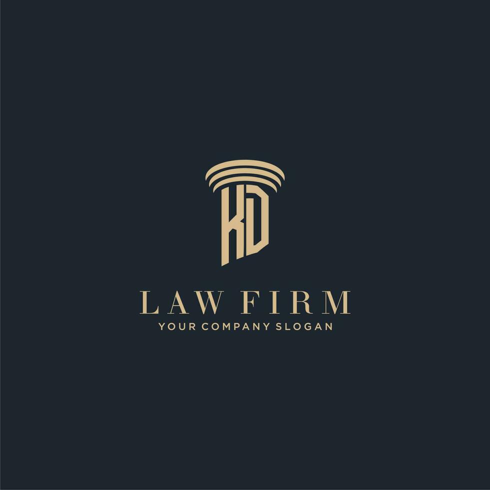 KD initial monogram lawfirm logo with pillar design vector