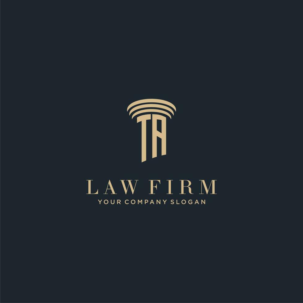 TA initial monogram lawfirm logo with pillar design vector