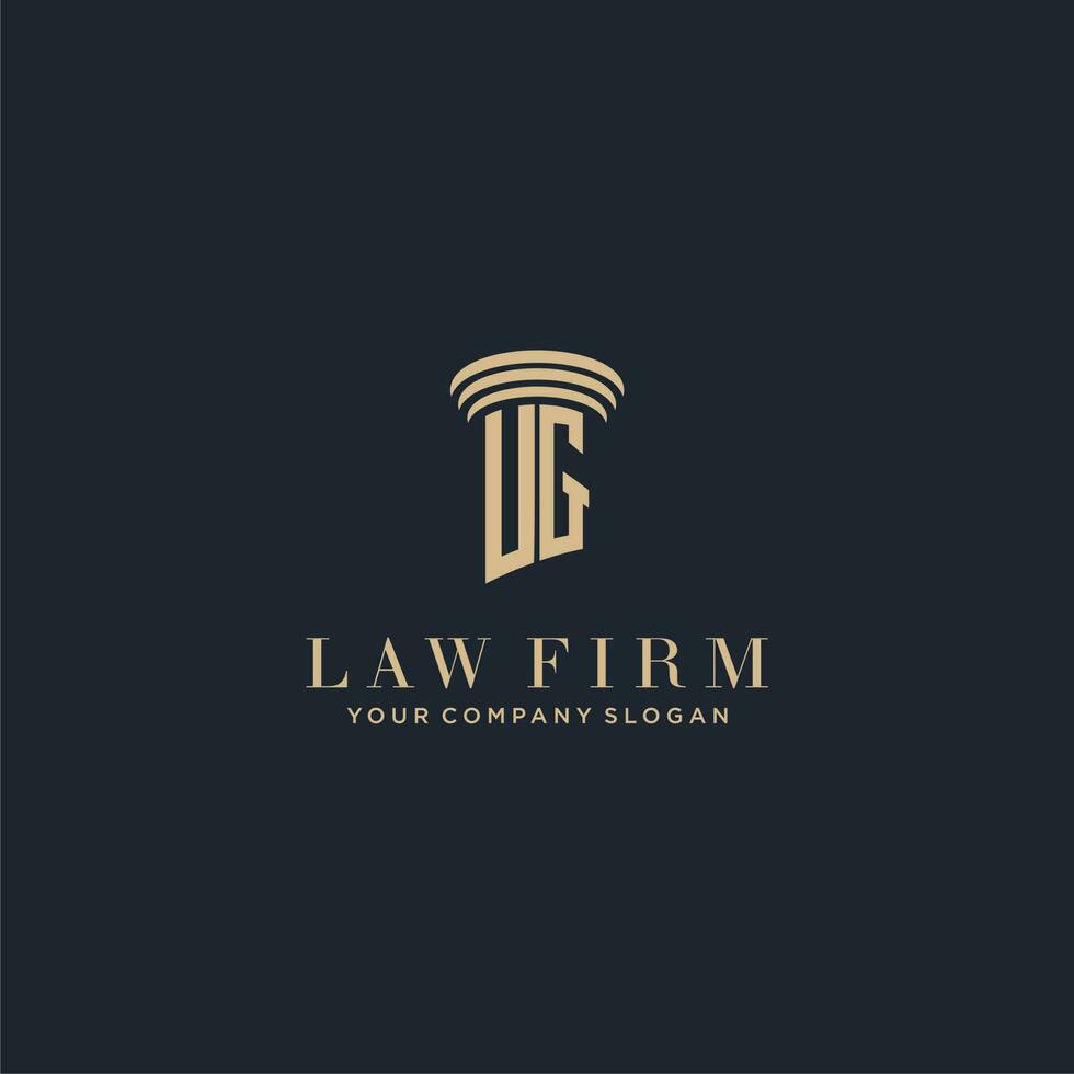 UG initial monogram lawfirm logo with pillar design vector