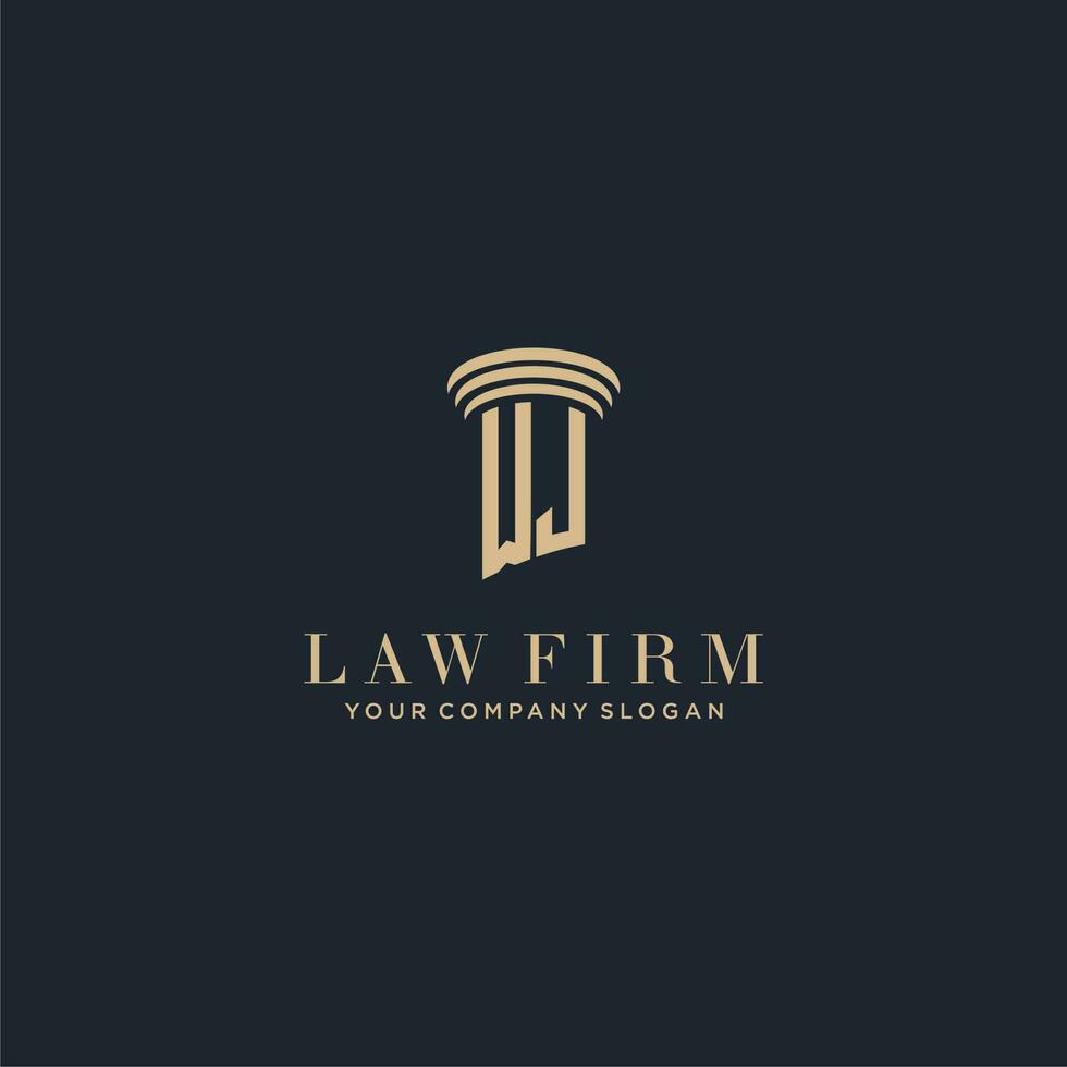 WJ initial monogram lawfirm logo with pillar design vector