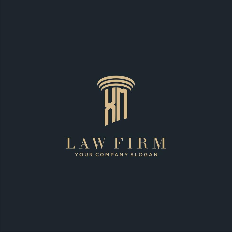 XM initial monogram lawfirm logo with pillar design vector