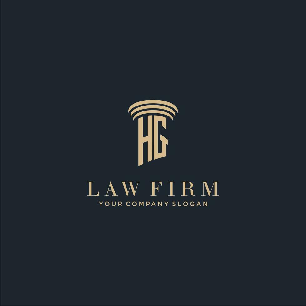 HG initial monogram lawfirm logo with pillar design vector