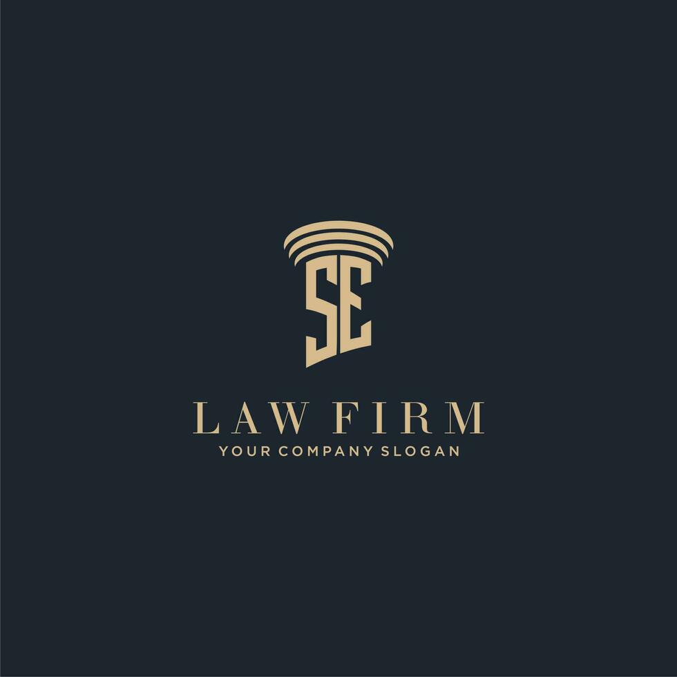 SE initial monogram lawfirm logo with pillar design vector