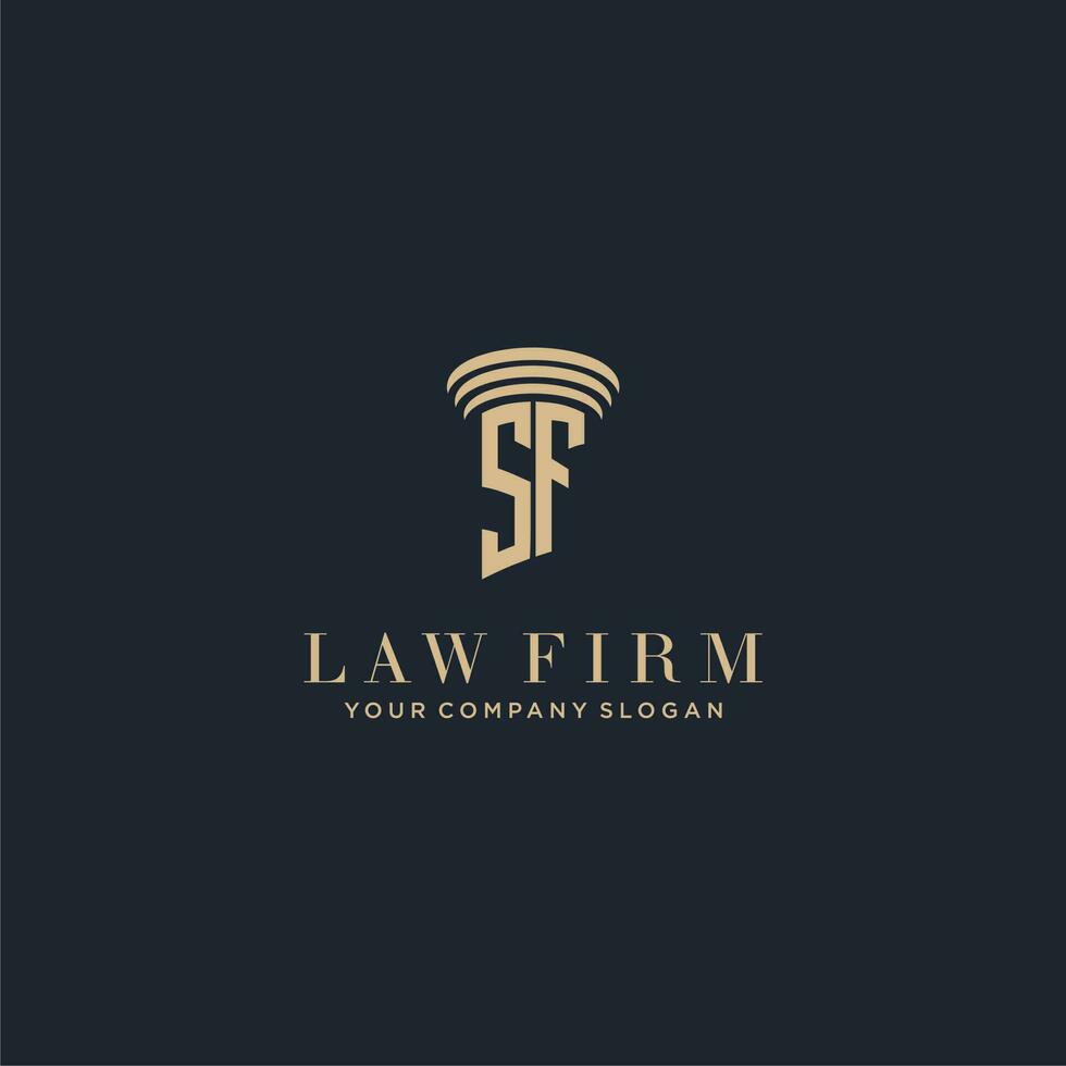 SF initial monogram lawfirm logo with pillar design vector