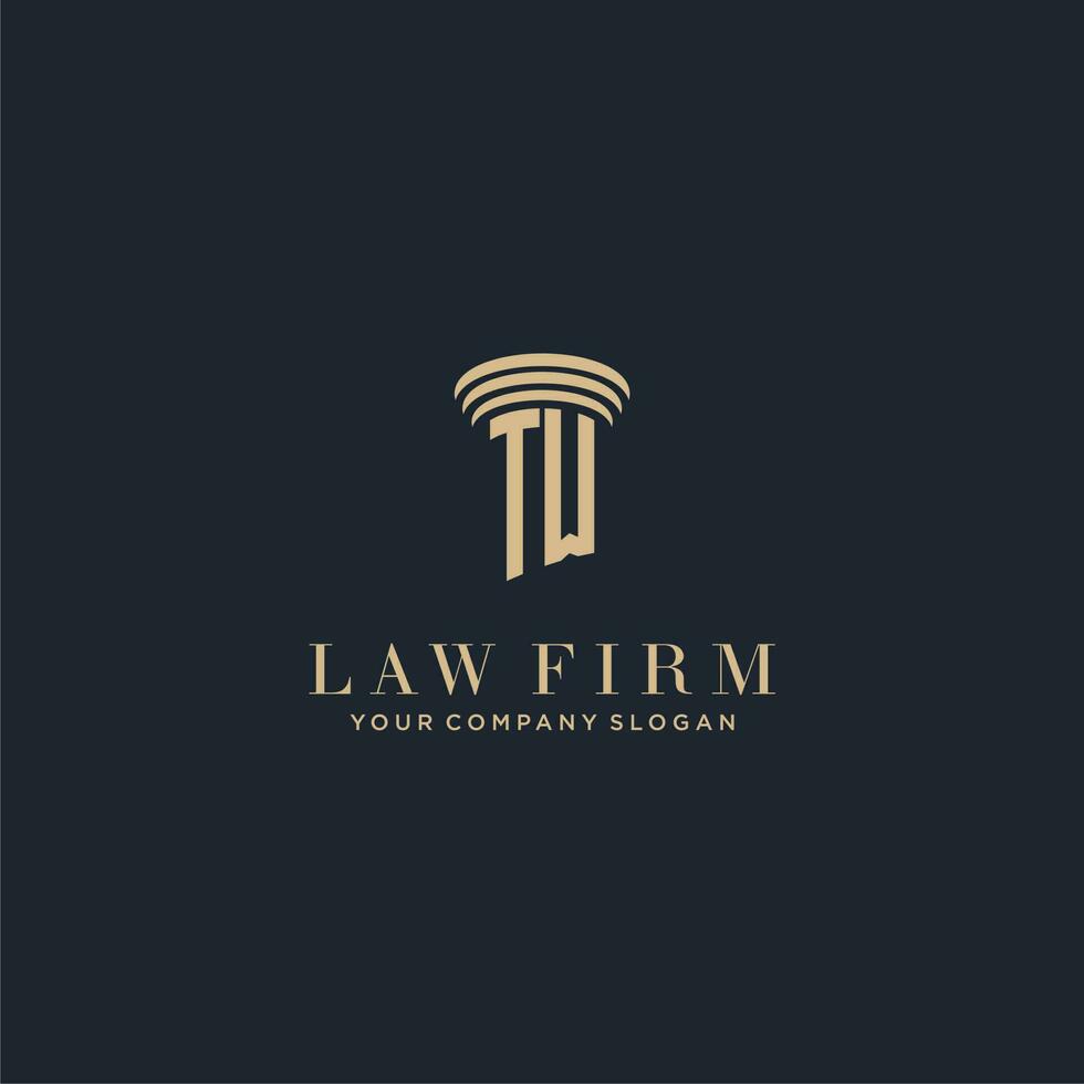 TW initial monogram lawfirm logo with pillar design vector