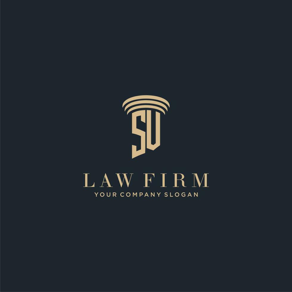 SV initial monogram lawfirm logo with pillar design vector