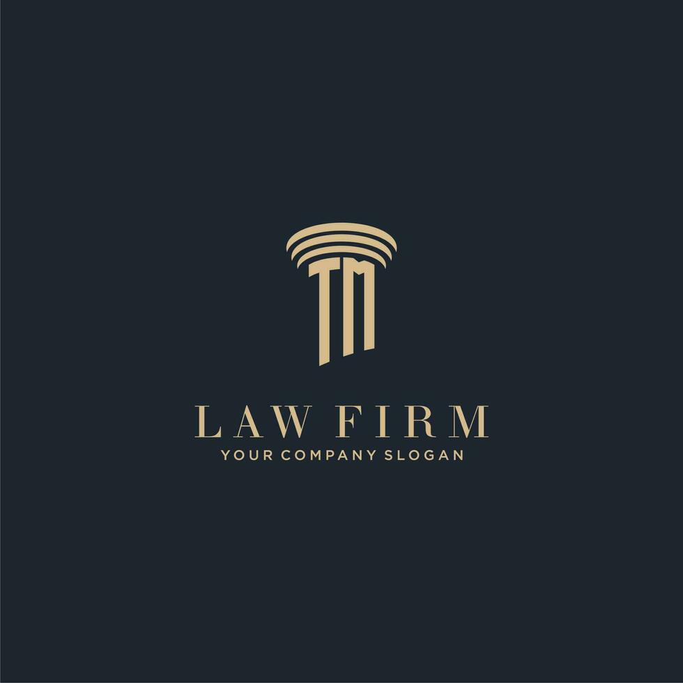 TM initial monogram lawfirm logo with pillar design vector