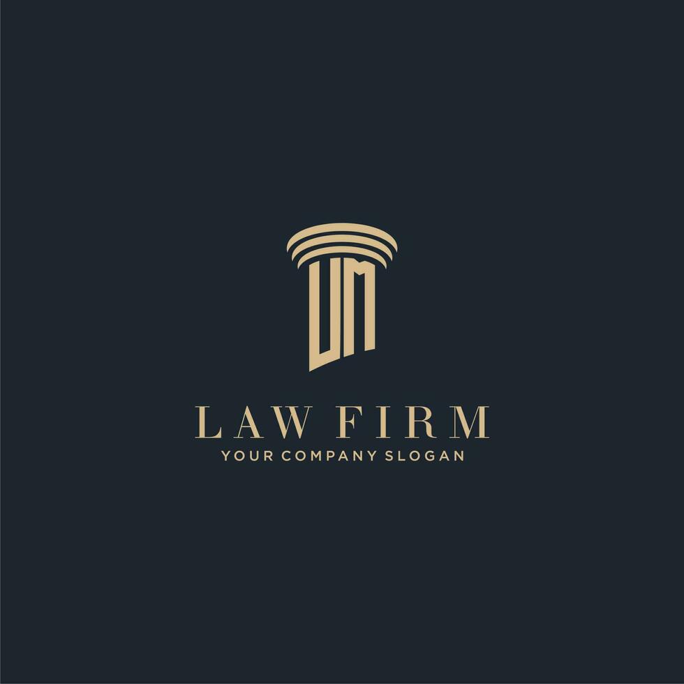 UM initial monogram lawfirm logo with pillar design vector